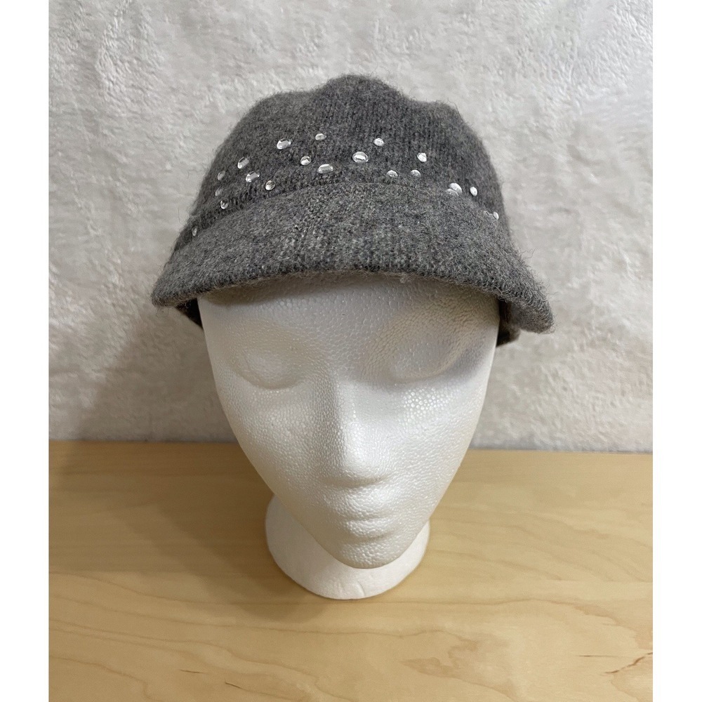 Joe‎ Boxer Gray Knit Brim Hat Rhinestone Detail OSFM Kmart